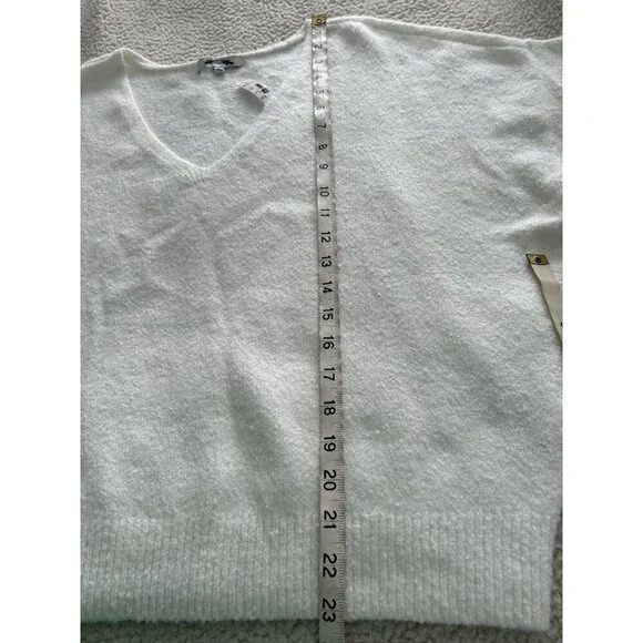 Madewell Wedged V-Neck Sweater Ivory Cotton Wool Blend Size XL NT587 - Picture 8 of 9